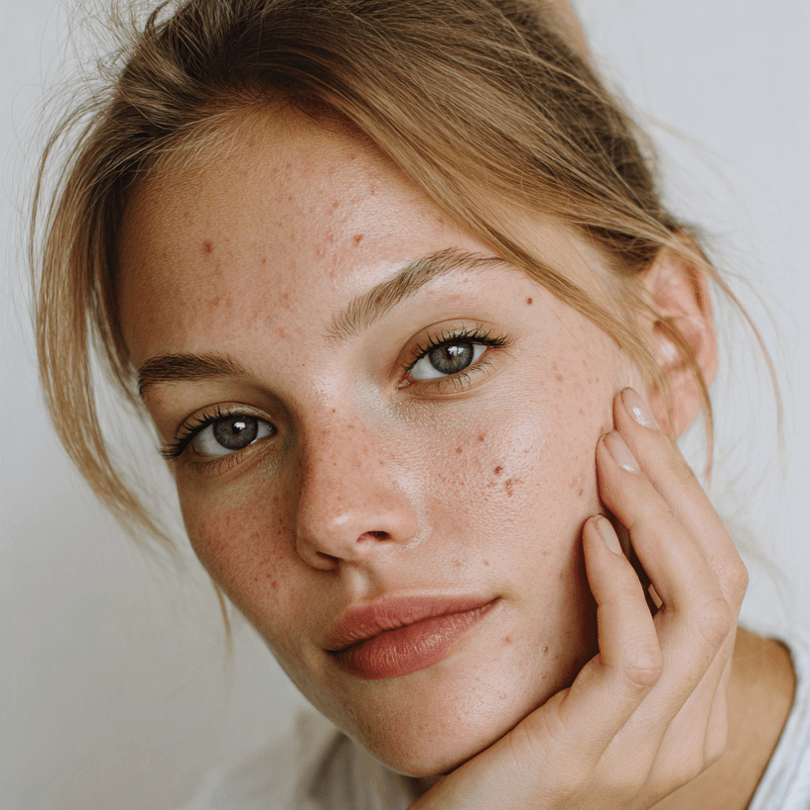 beautiful german woman with acne prone