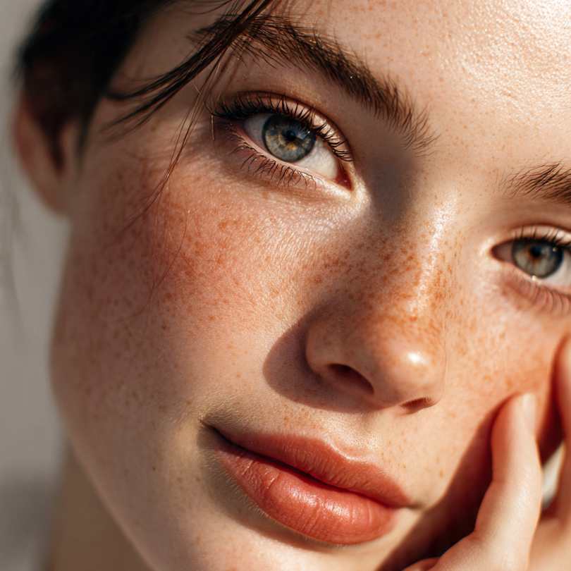 beautiful german woman with combination skin