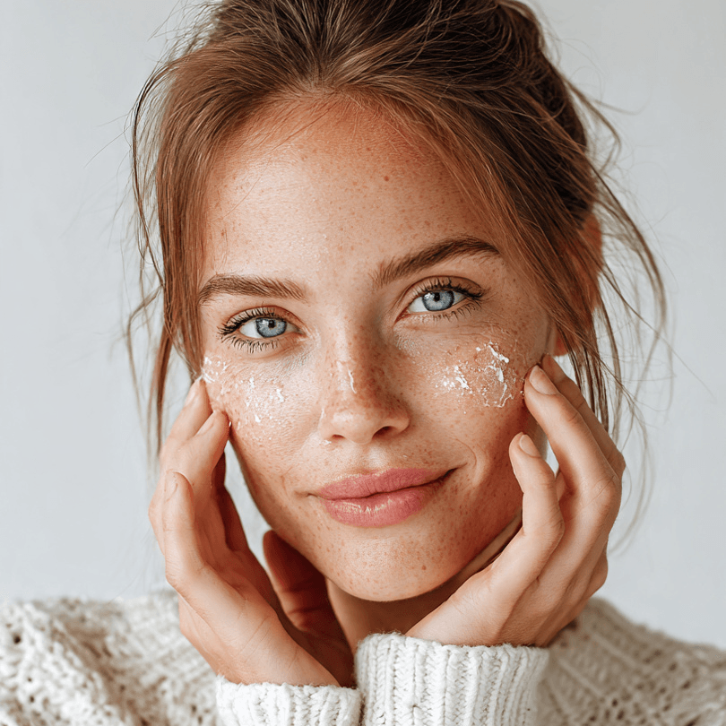 beautiful german woman with dry skin