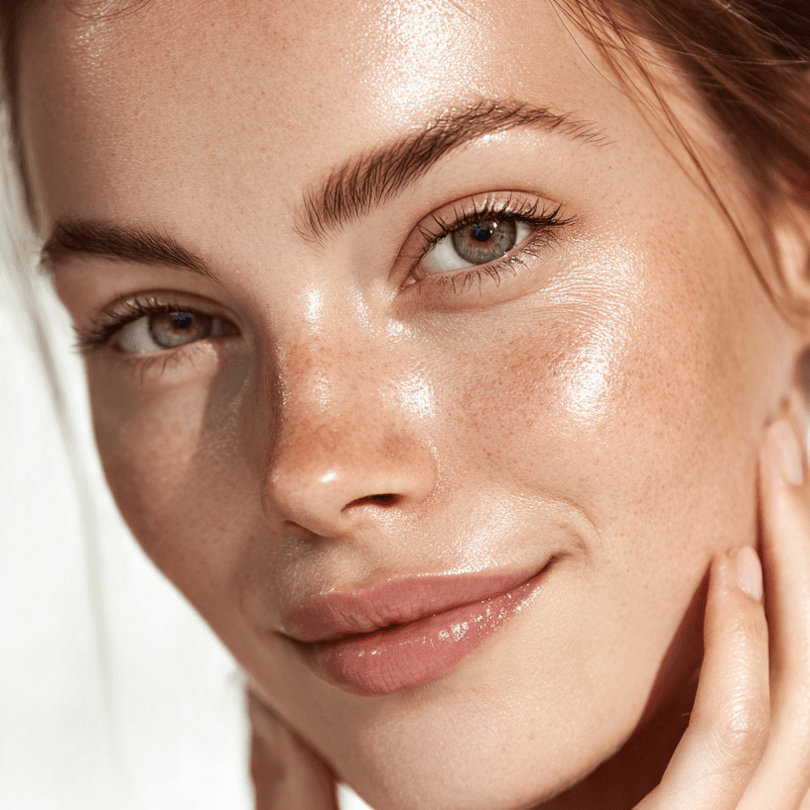 beautiful german woman with oily glowing