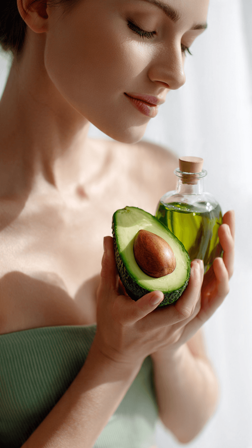 Die besten Haaröle für trockenes Haar 2026 ✨ beautiful woman with avocado oil bottle