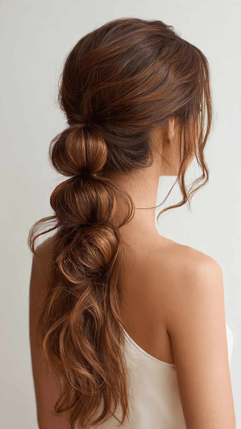 beautiful woman with bubble ponytail hairstyle