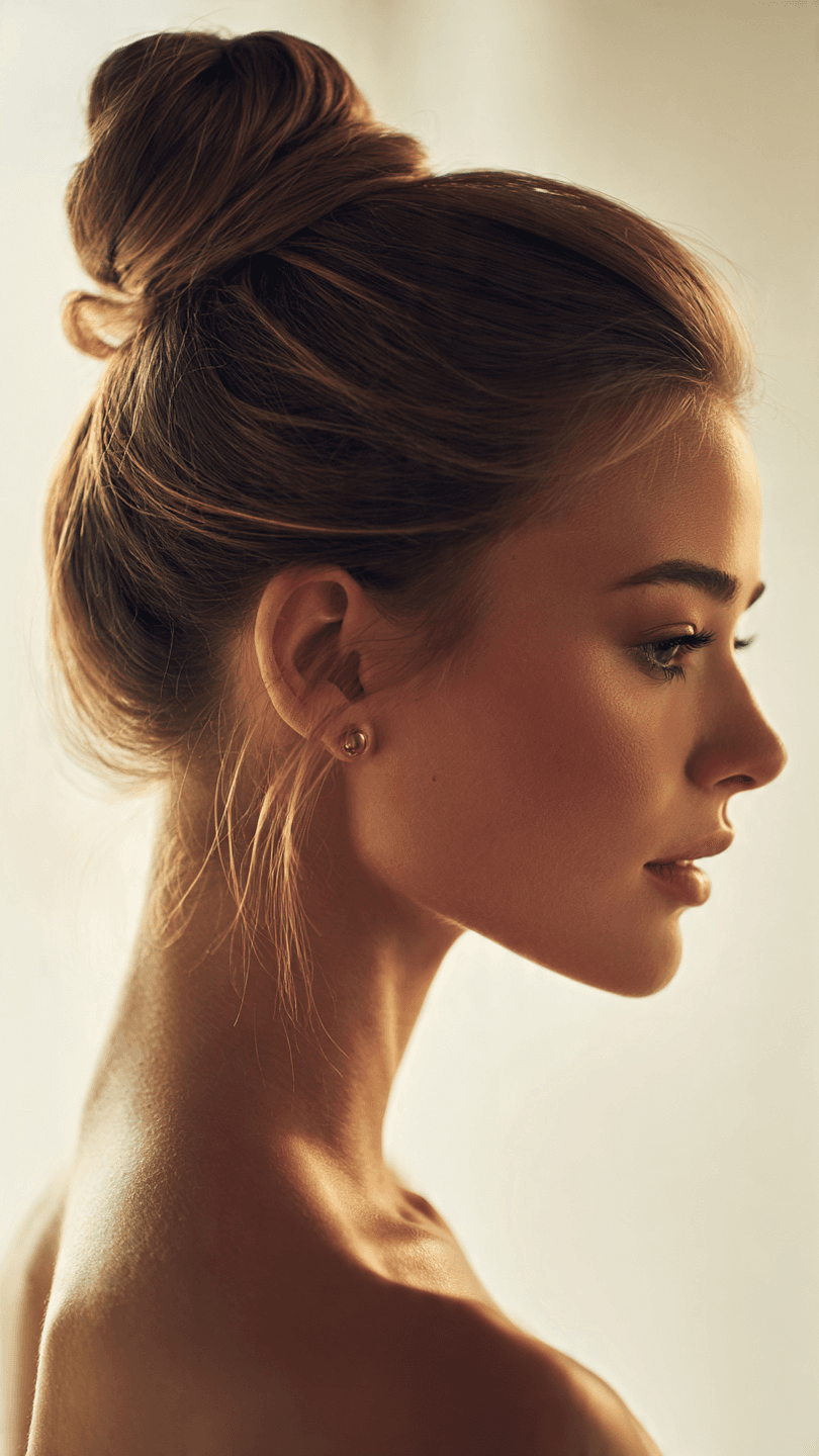 beautiful woman with elegant sleek bun