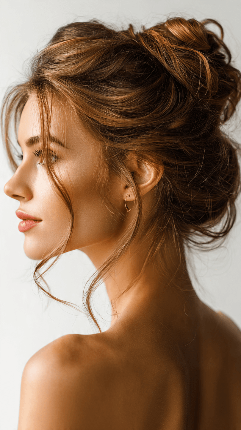 beautiful woman with elegant updo hairstyle