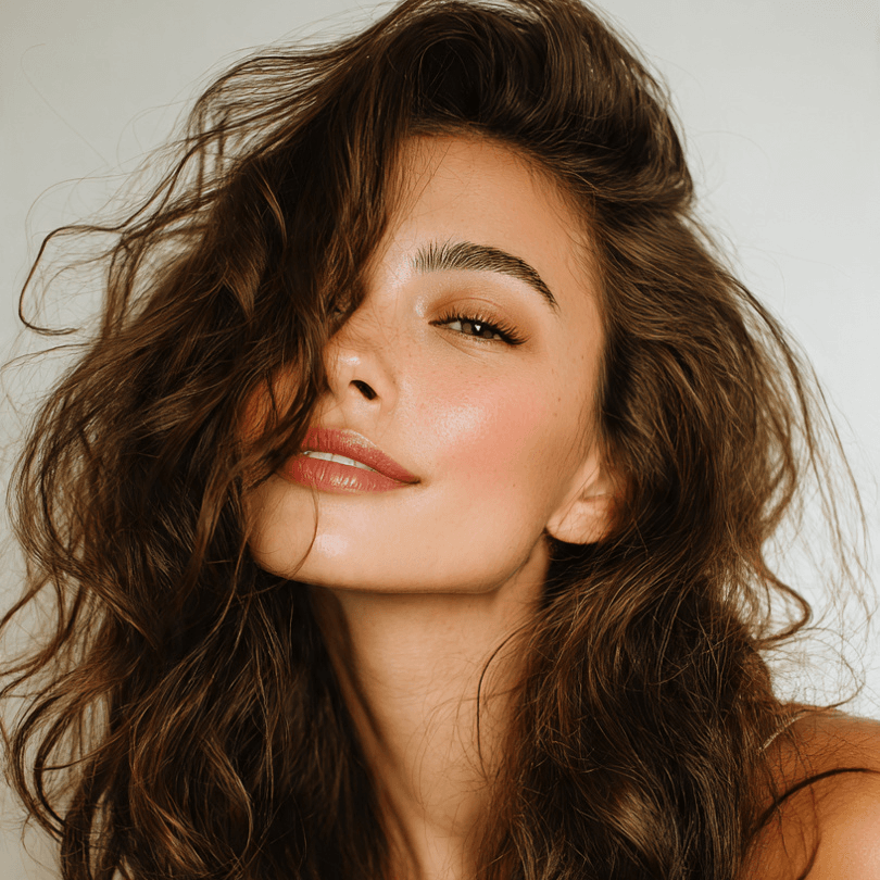 beautiful woman with natural air dried
