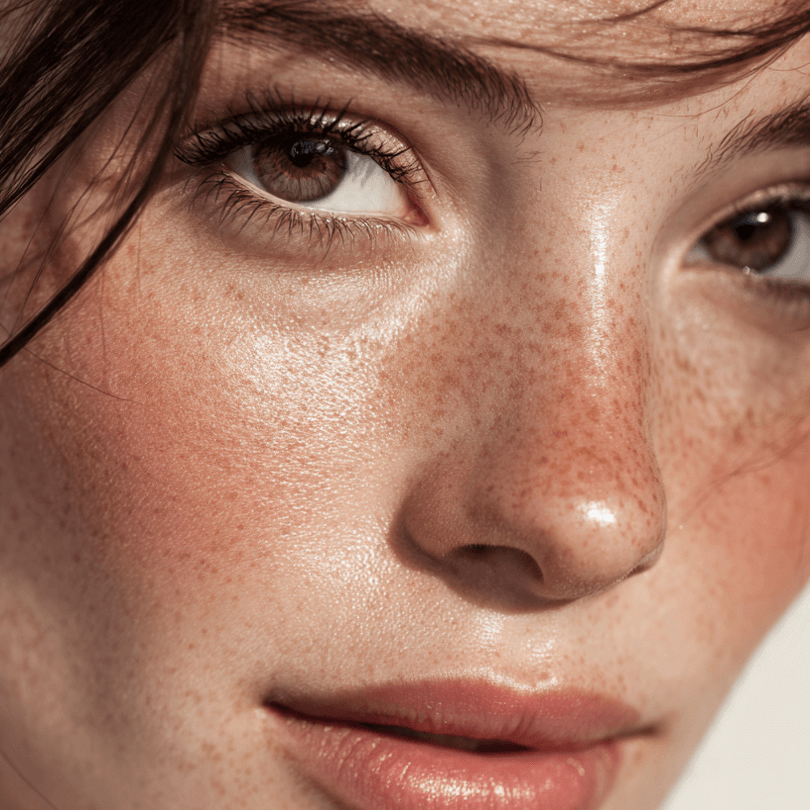 beautiful woman with natural rosy cheeks