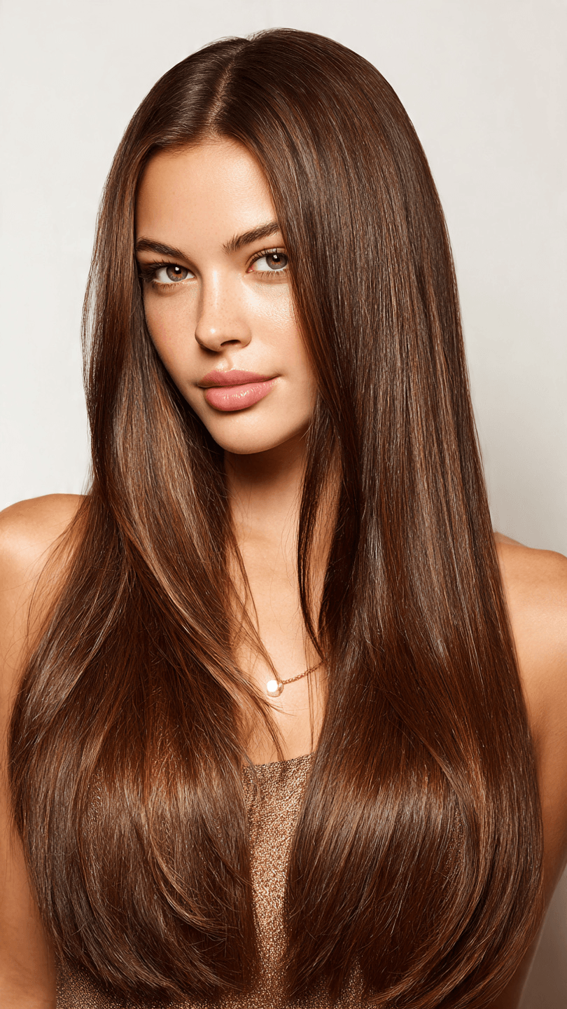 beautiful woman with super sleek straight