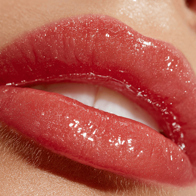 close up on beautiful glossy lips