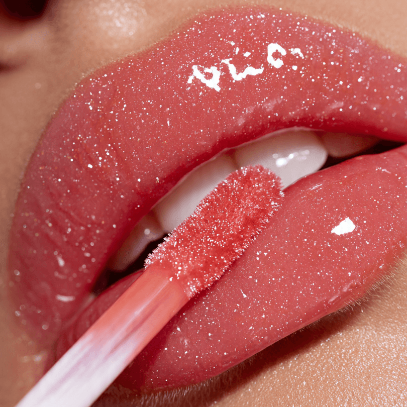close up on lips with glossy